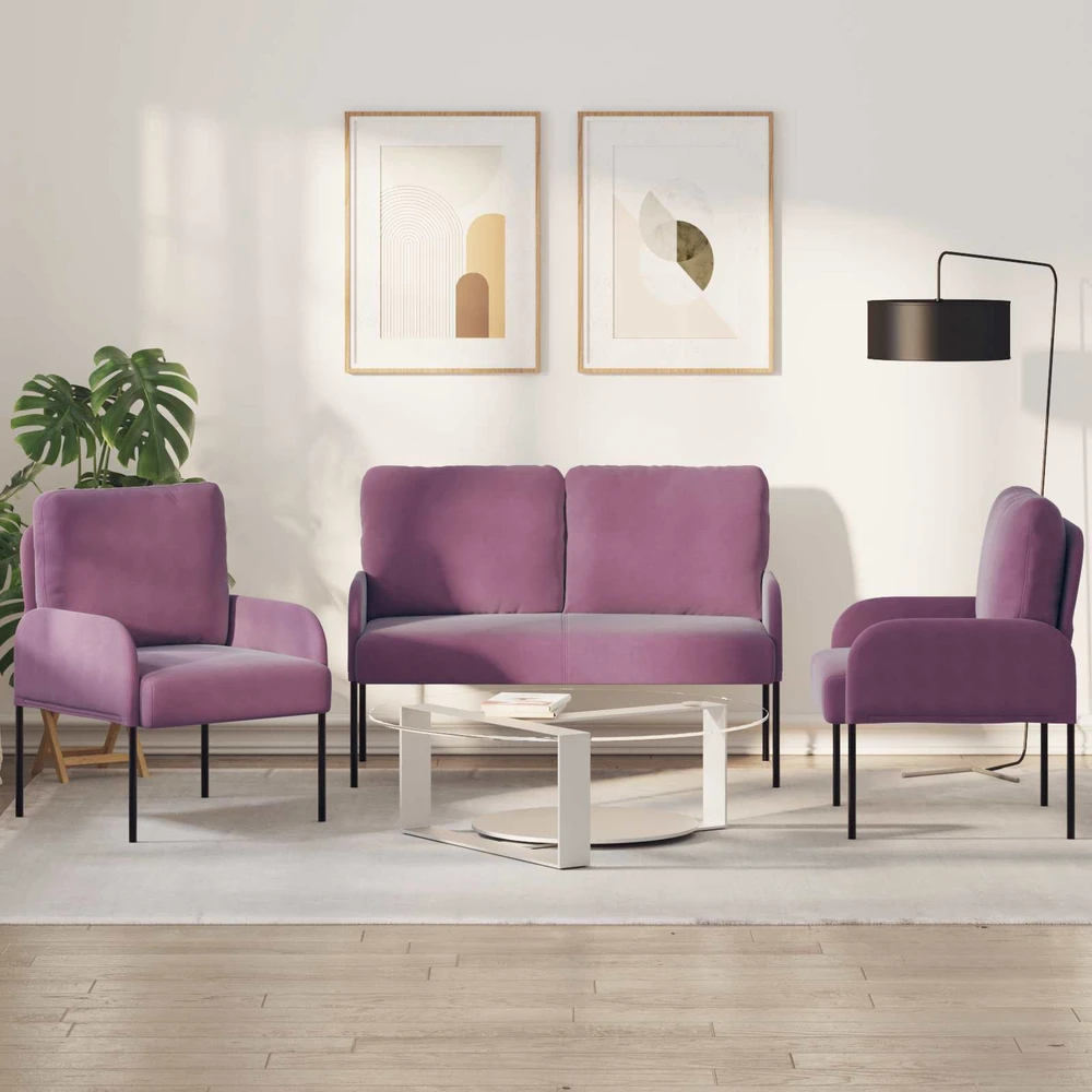 Sofa Sofų komplektai 3 vnt. Violetinė fanera