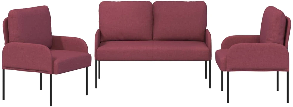 Sofa Sofų komplektai 3 vnt. Vyno raudona fanera