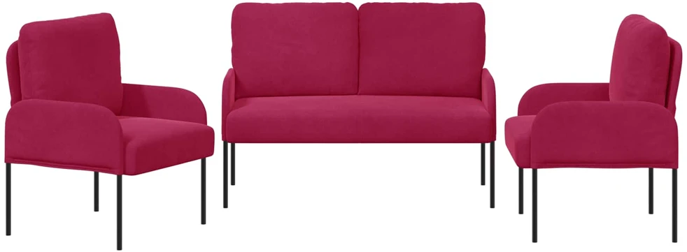 Sofa Sofų komplektai 3 vnt. Vyno raudona fanera