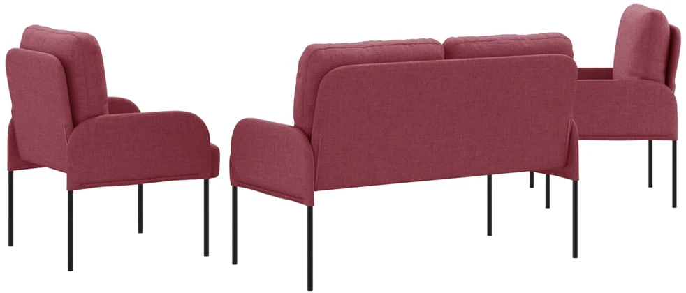 Sofa Sofų komplektai 3 vnt. Vyno raudona fanera