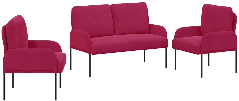 Sofa Sofų komplektai 3 vnt. Vyno raudona fanera