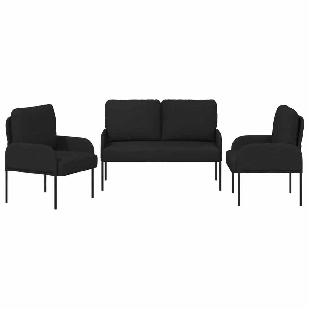 Sofa Sofų komplektai 3 vnt. Juoda fanera