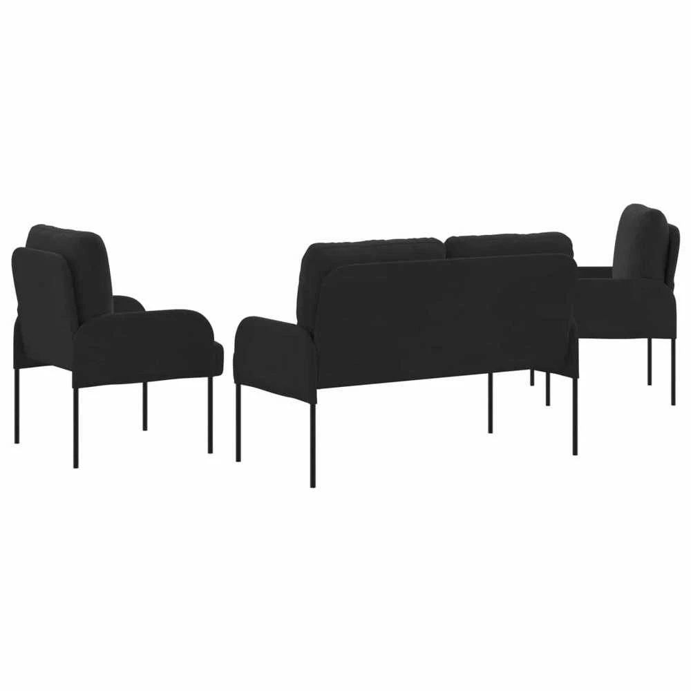Sofa Sofų komplektai 3 vnt. Juoda fanera
