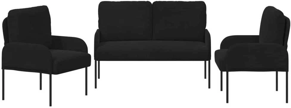 Sofa Sofų komplektai 3 vnt. Juoda fanera