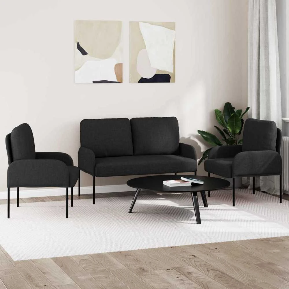 Sofa Sofų komplektai 3 vnt. Juoda fanera