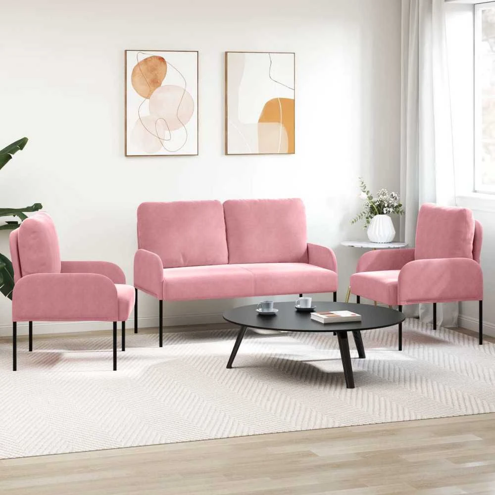 Sofa Sofų komplektai 3 vnt. Rožinė fanera