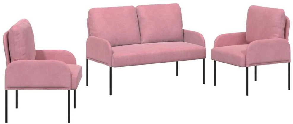 Sofa Sofų komplektai 3 vnt. Rožinė fanera
