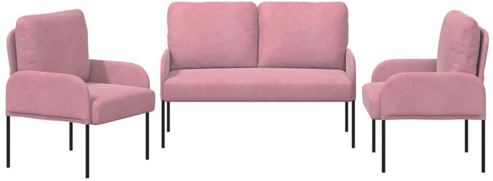 Sofa Sofų komplektai 3 vnt. Rožinė fanera