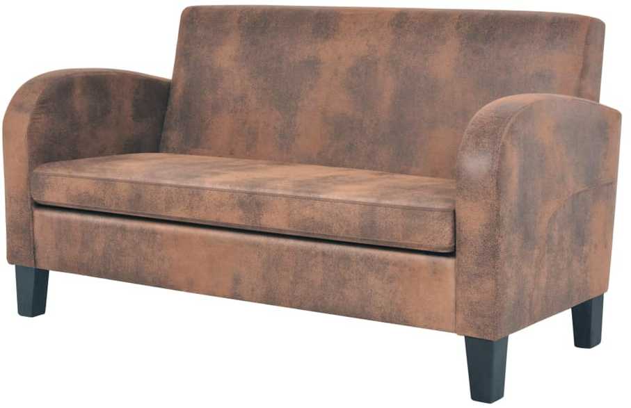 Sofa Sofų komplektas, 2vnt., dirbtinės zomšos odos, rudas