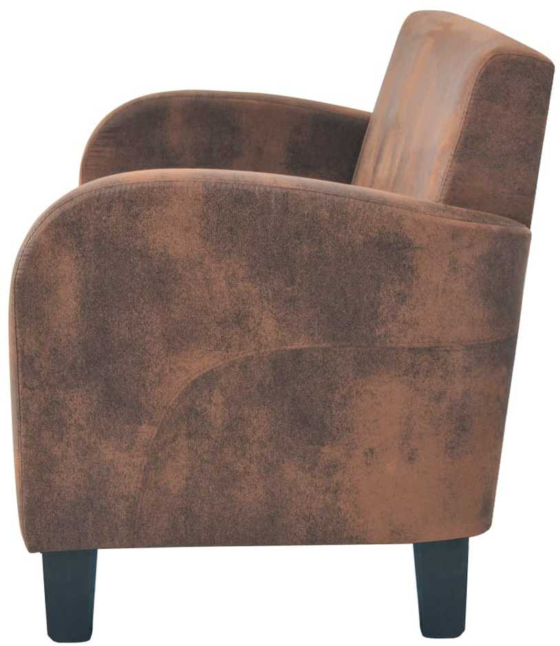 Sofa Sofų komplektas, 2vnt., dirbtinės zomšos odos, rudas