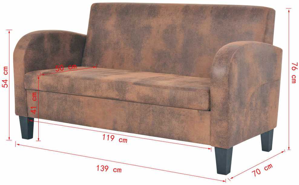 Sofa Sofų komplektas, 2vnt., dirbtinės zomšos odos, rudas