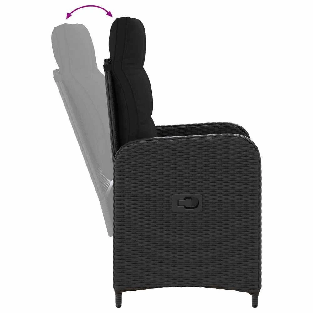 Lauko baldų komplektas Sofa Stalo Rinkinys 3 vnt. Juoda
