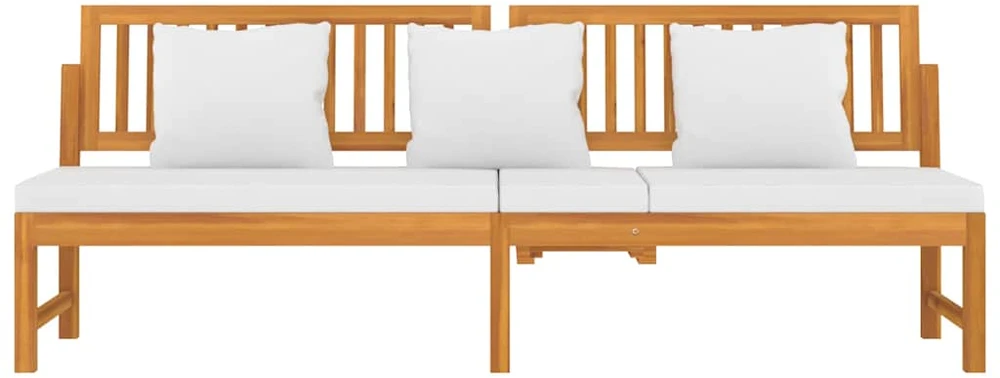 Sofa su kreminėmis pagalvėlėmis, 200x60x75cm, akacijos masyvas