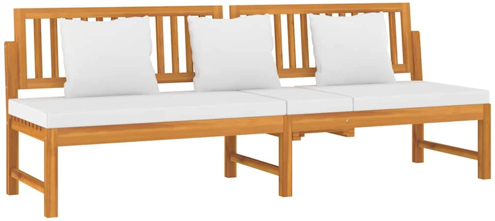 Sofa su kreminėmis pagalvėlėmis, 200x60x75cm, akacijos masyvas