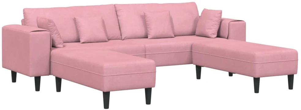Sofa 3 vnt. Rožinė Aksomas
