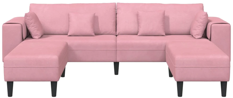 Sofa 3 vnt. Rožinė Aksomas