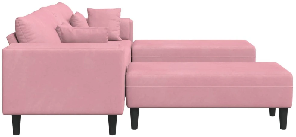 Sofa 3 vnt. Rožinė Aksomas