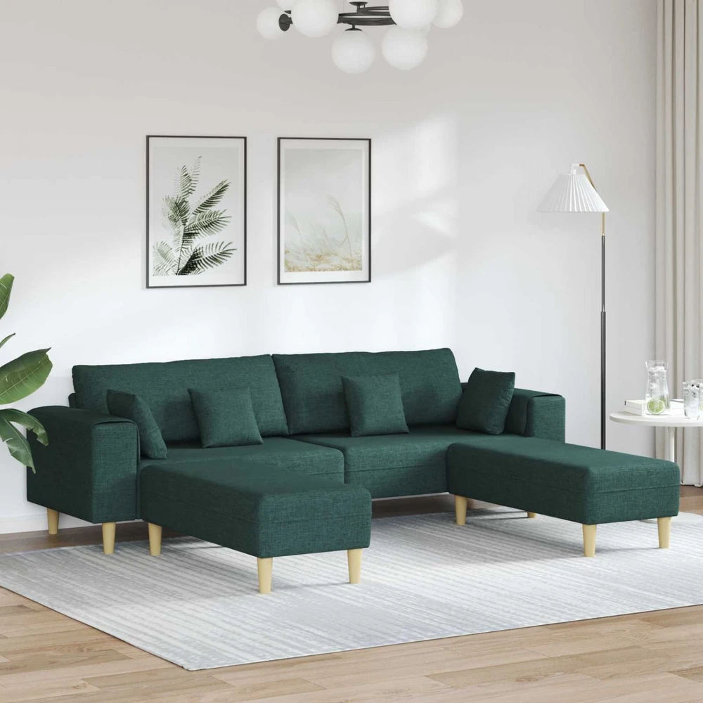 Sofa 3 vnt. Tamsiai žalia audinys