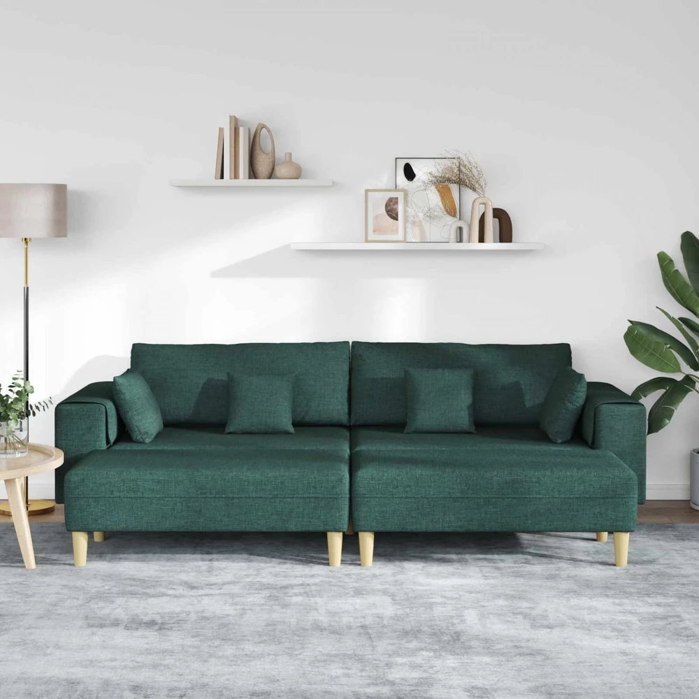 Sofa 3 vnt. Tamsiai žalia audinys