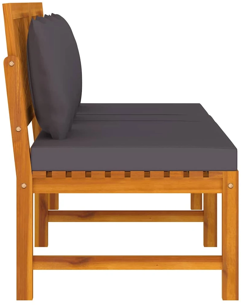 Sofa su pilkomis pagalvėlėmis, 200x60x75cm, akacijos masyvas