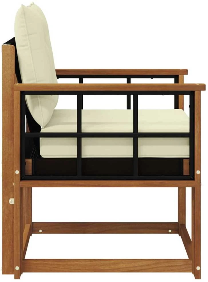 Lauko sofa Kietos akacijos mediena Natūralus ir grietinėlė