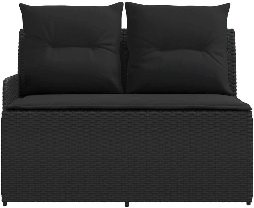 2 vnt. Sofa su porankiais su kampine sofa PE ratanas Juoda