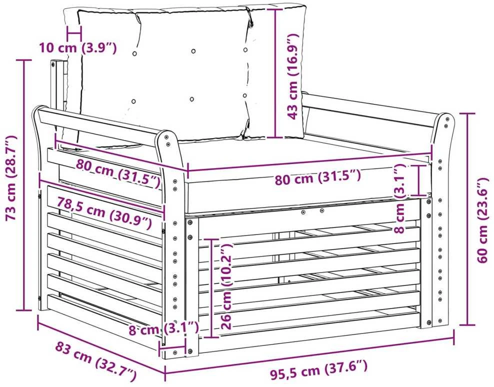 Lauko sofa Tvirta akacijos mediena ir poliesteris