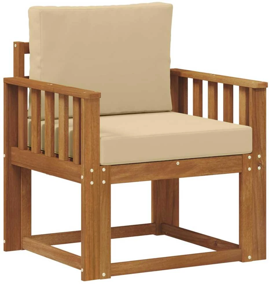 Lauko sofa Tvirta akacijos mediena ir poliesteris Natūrali