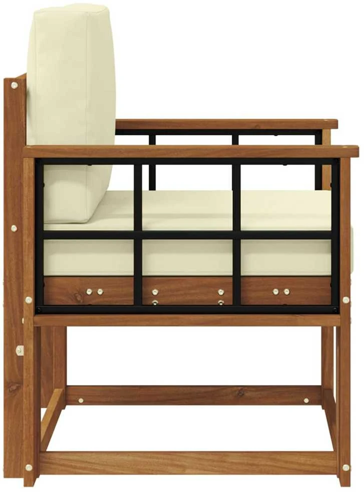 Lauko sofa Tvirta akacijos mediena ir poliesteris Natūrali