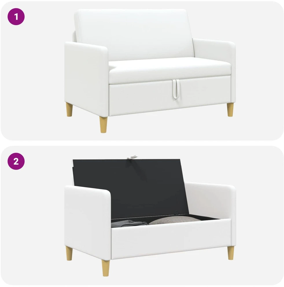 Sofa su saugojimo vieta Balta 122 x 78 x 87 cm Poliesteris