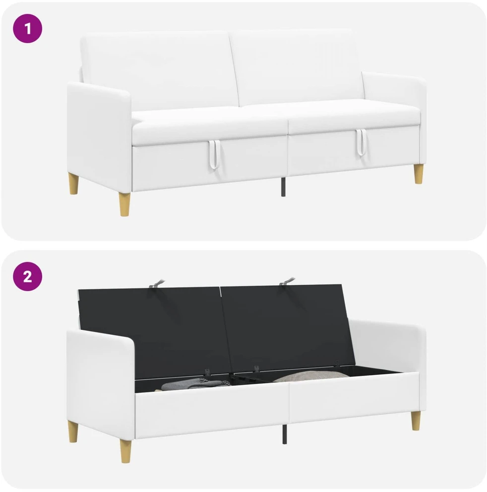 Sofa su saugojimo vieta Balta 192 x 78 x 87 cm Poliesteris