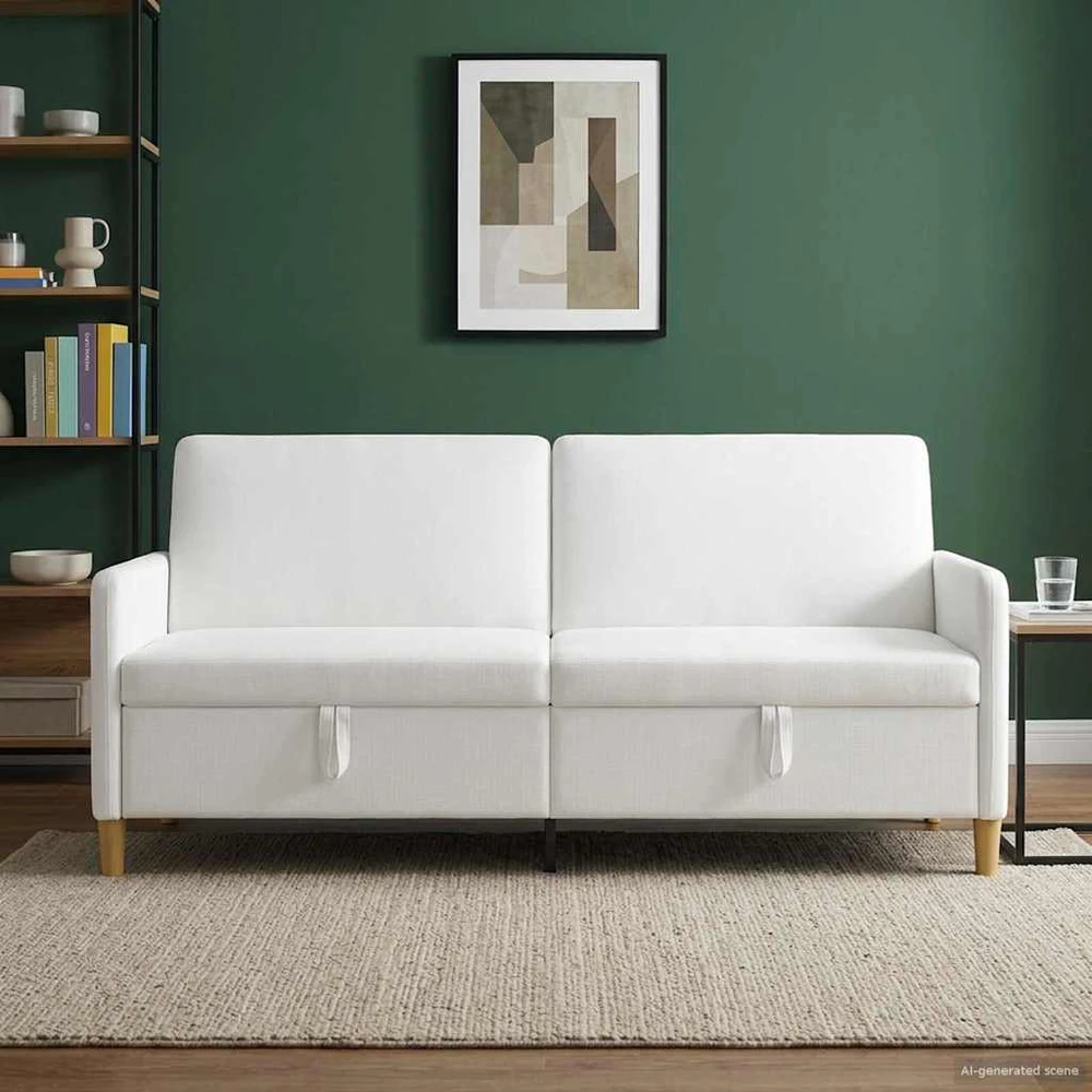 Sofa su saugojimo vieta Balta 192 x 78 x 87 cm Poliesteris