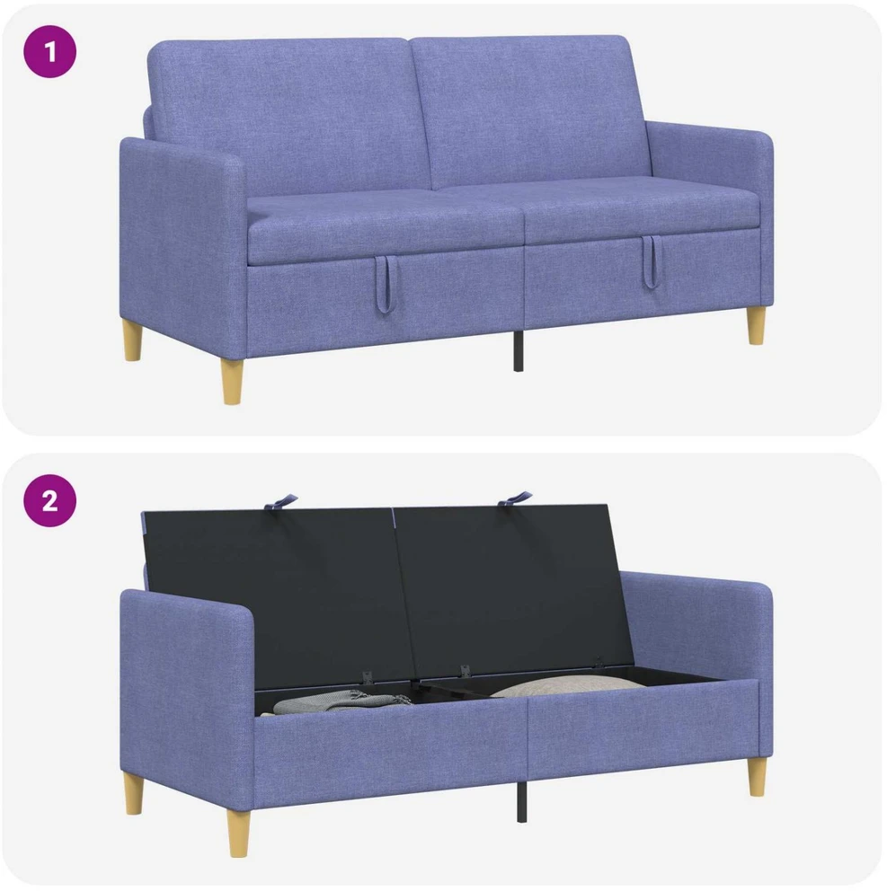 Sofa su saugojimo vieta Džinsinės mėlynos 172 x 78 x 87 cm