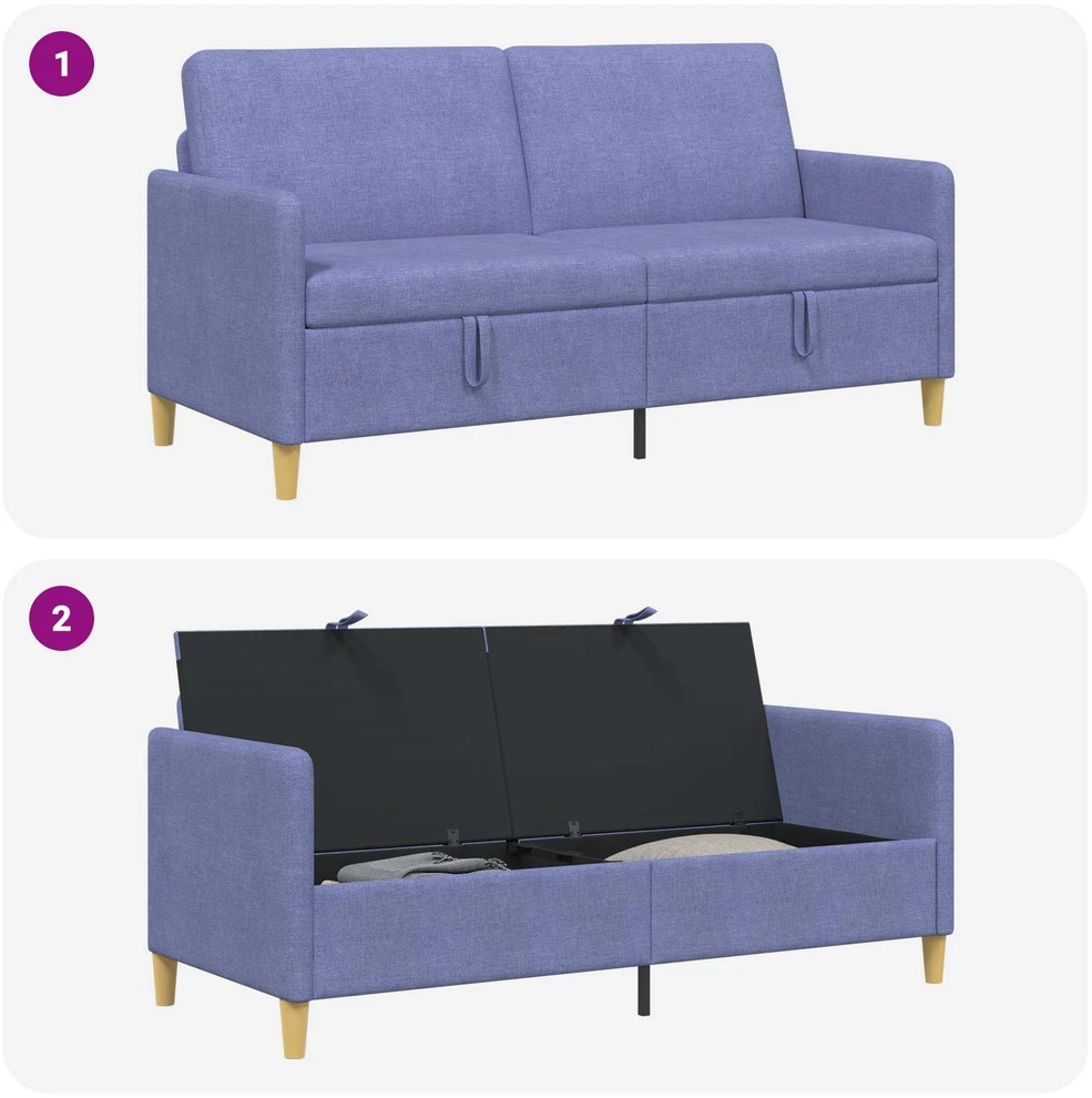 Sofa su saugojimo vieta Džinsinės mėlynos 172 x 78 x 87 cm