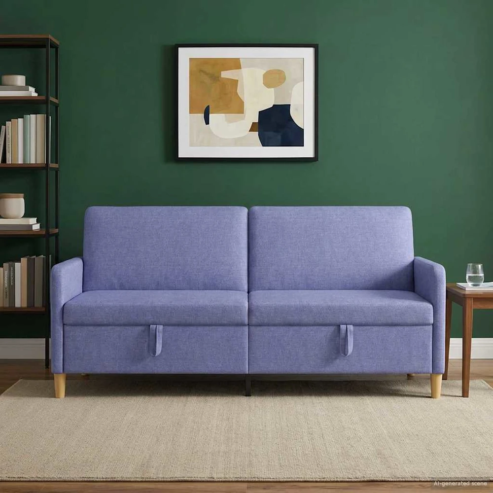 Sofa su saugojimo vieta Džinsinės mėlynos 192 x 78 x 87 cm