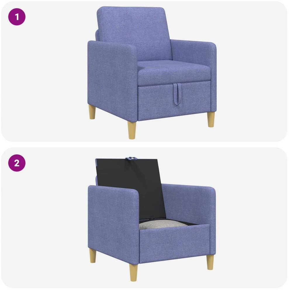 Sofa su saugojimo vieta Džinsinės mėlynos 72 x 78 x 87 cm