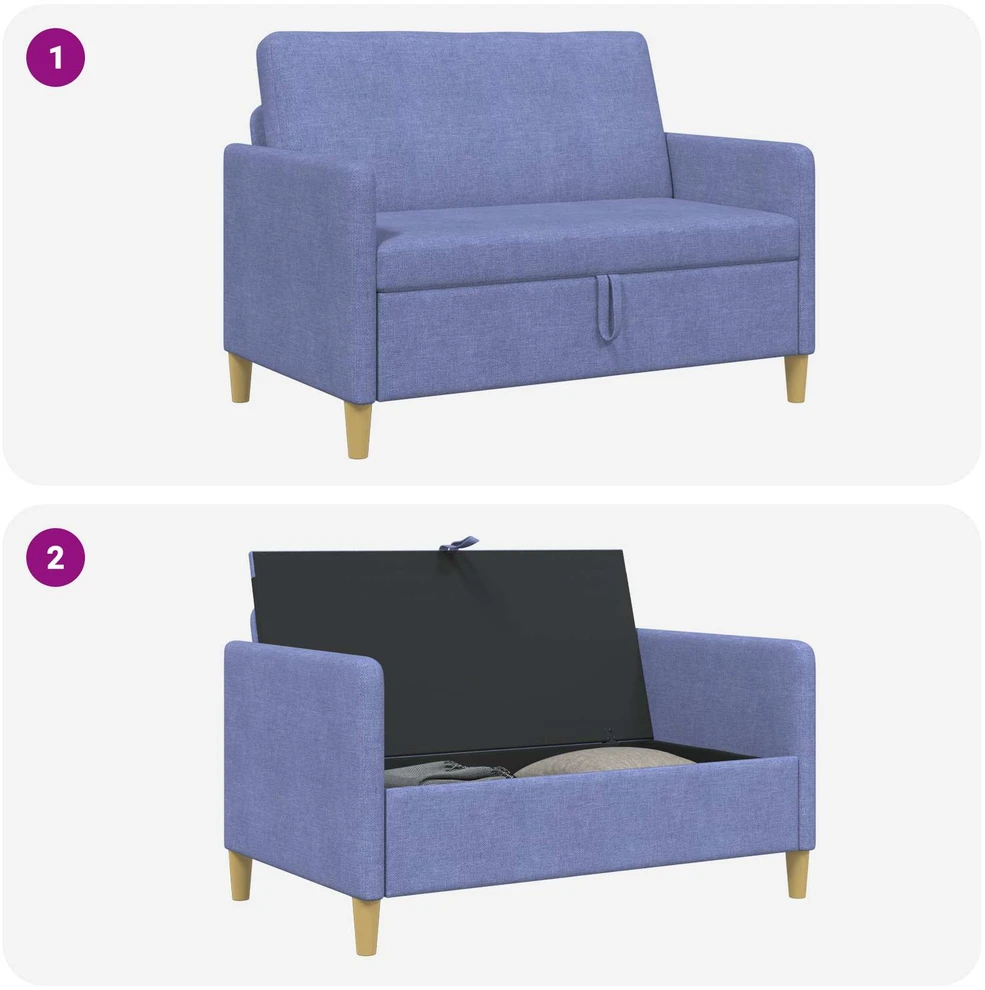 Sofa su saugojimo vieta Džinsinės mėlynos 122 x 78 x 87 cm