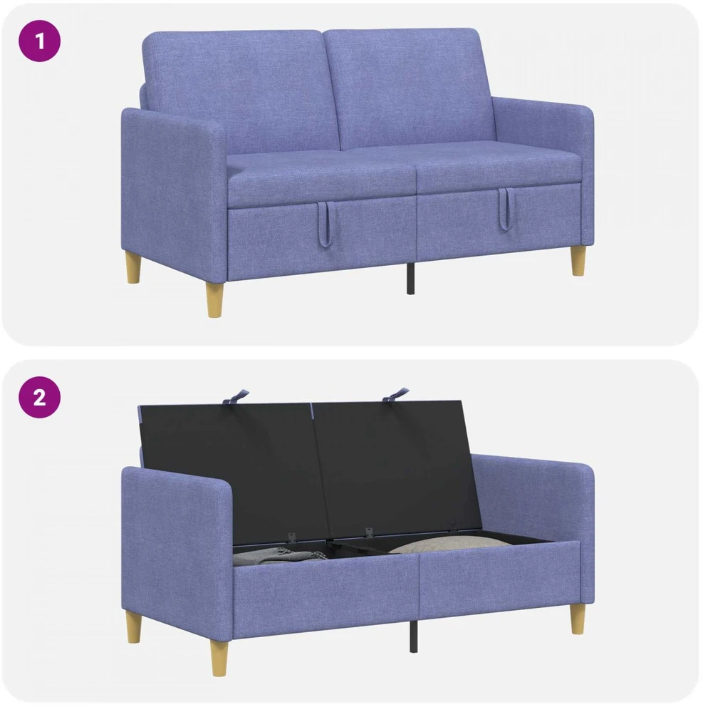 Sofa su saugojimo vieta Džinsinės mėlynos 152 x 78 x 87 cm