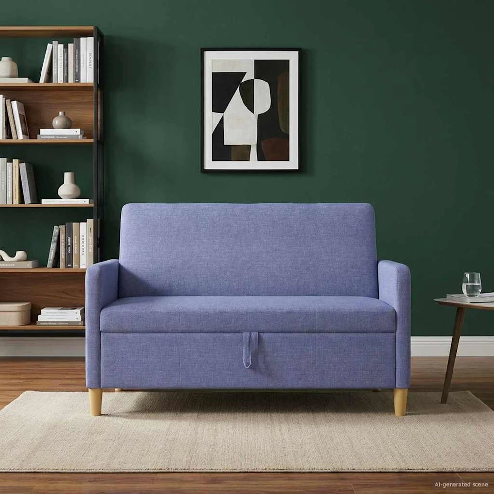 Sofa su saugojimo vieta Džinsinės mėlynos 122 x 78 x 87 cm