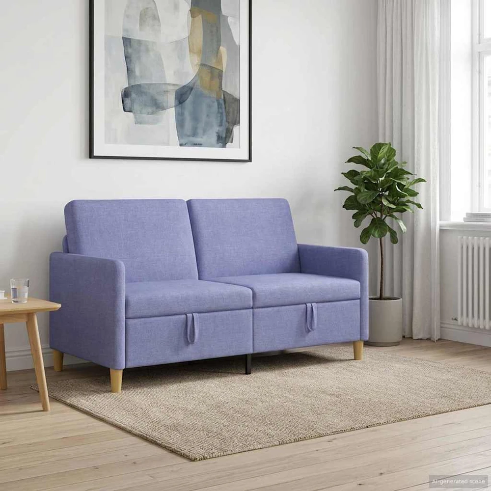 Sofa su saugojimo vieta Džinsinės mėlynos 152 x 78 x 87 cm