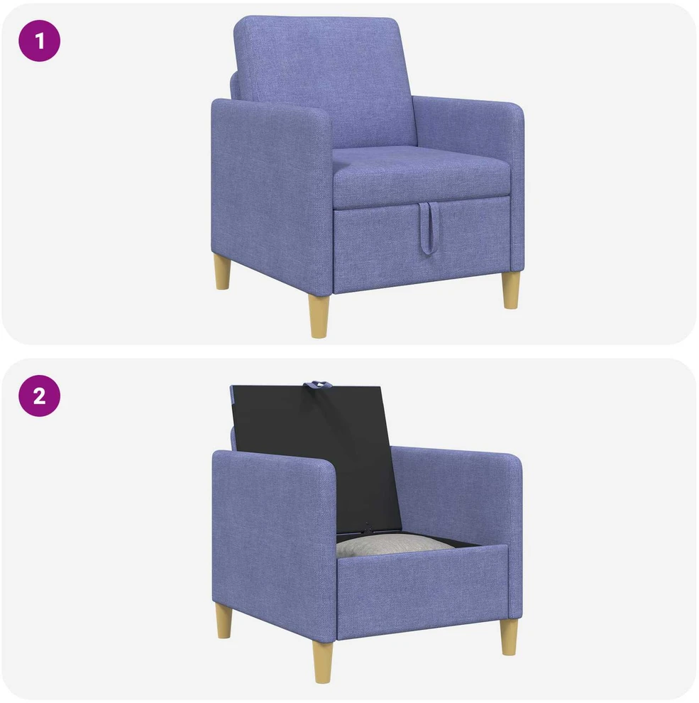 Sofa su saugojimo vieta Džinsinės mėlynos 72 x 78 x 87 cm