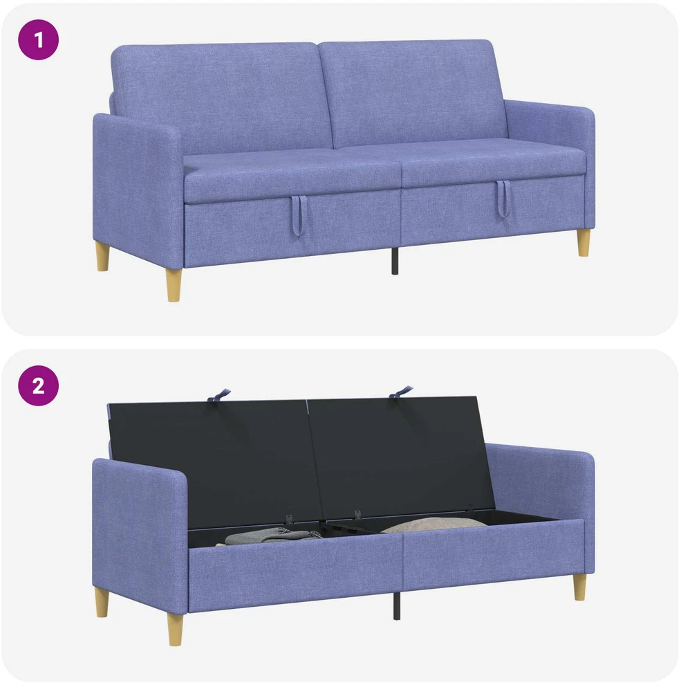 Sofa su saugojimo vieta Džinsinės mėlynos 192 x 78 x 87 cm