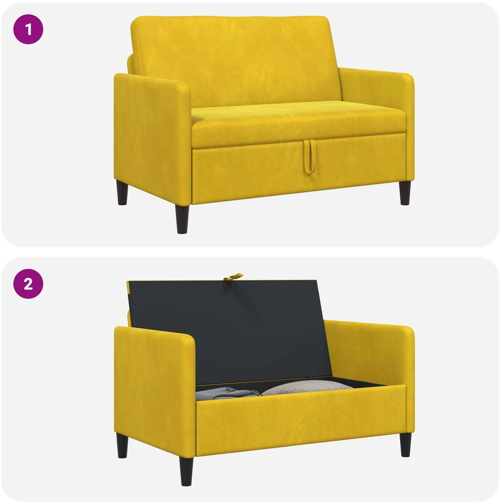 Sofa su saugojimo vieta Geltona 122 x 78 x 87 cm Poliesteris