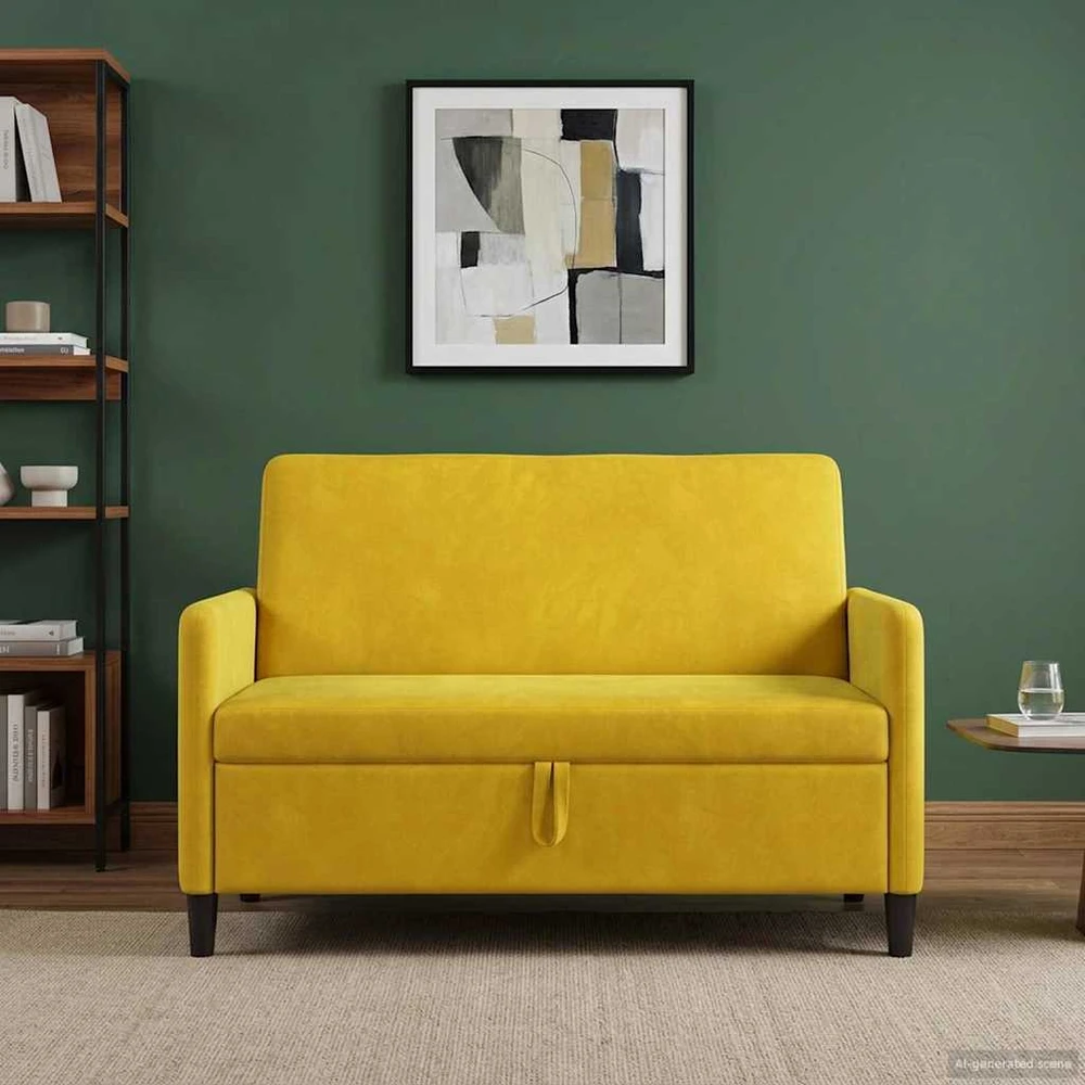 Sofa su saugojimo vieta Geltona 122 x 78 x 87 cm Poliesteris