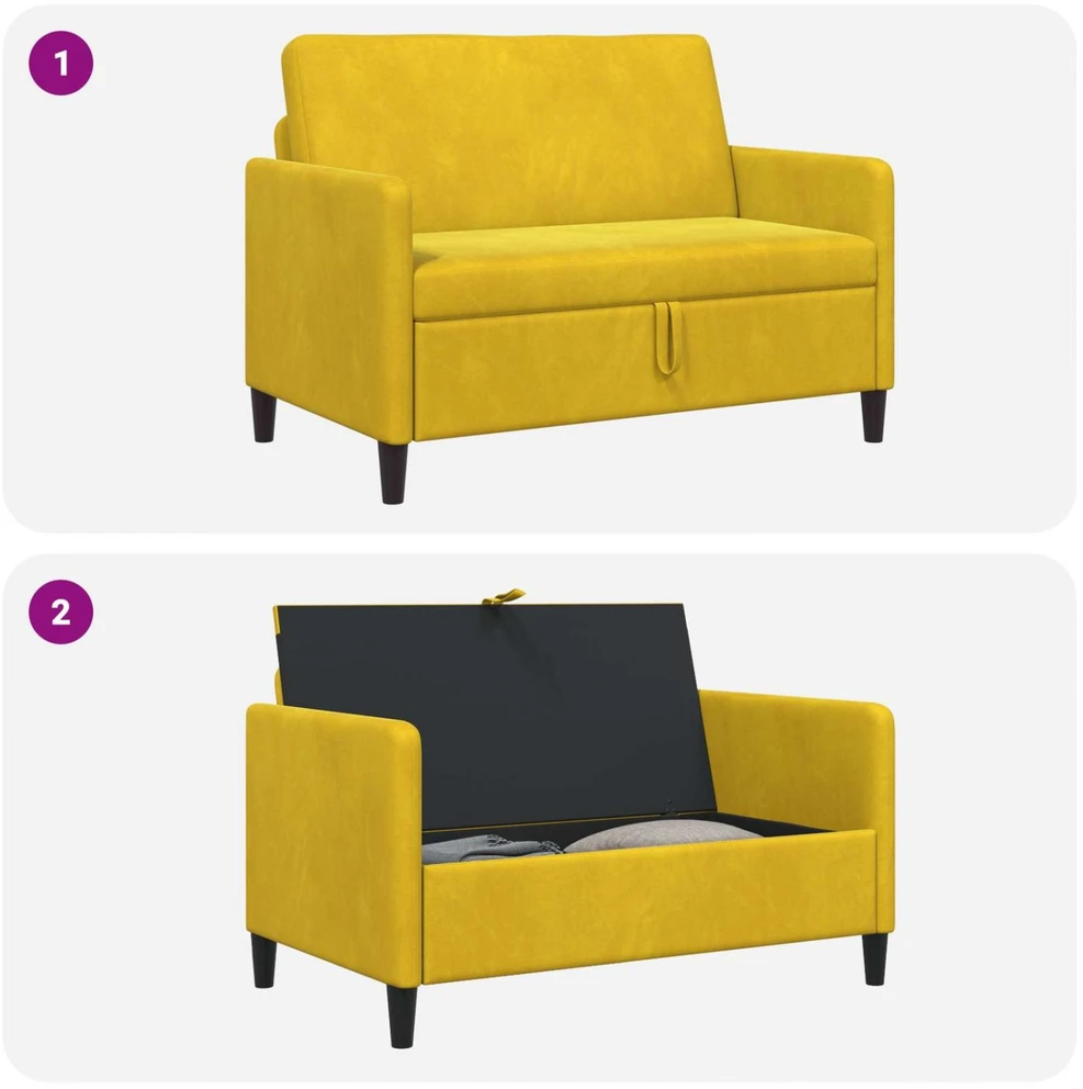 Sofa su saugojimo vieta Geltona 122 x 78 x 87 cm Poliesteris