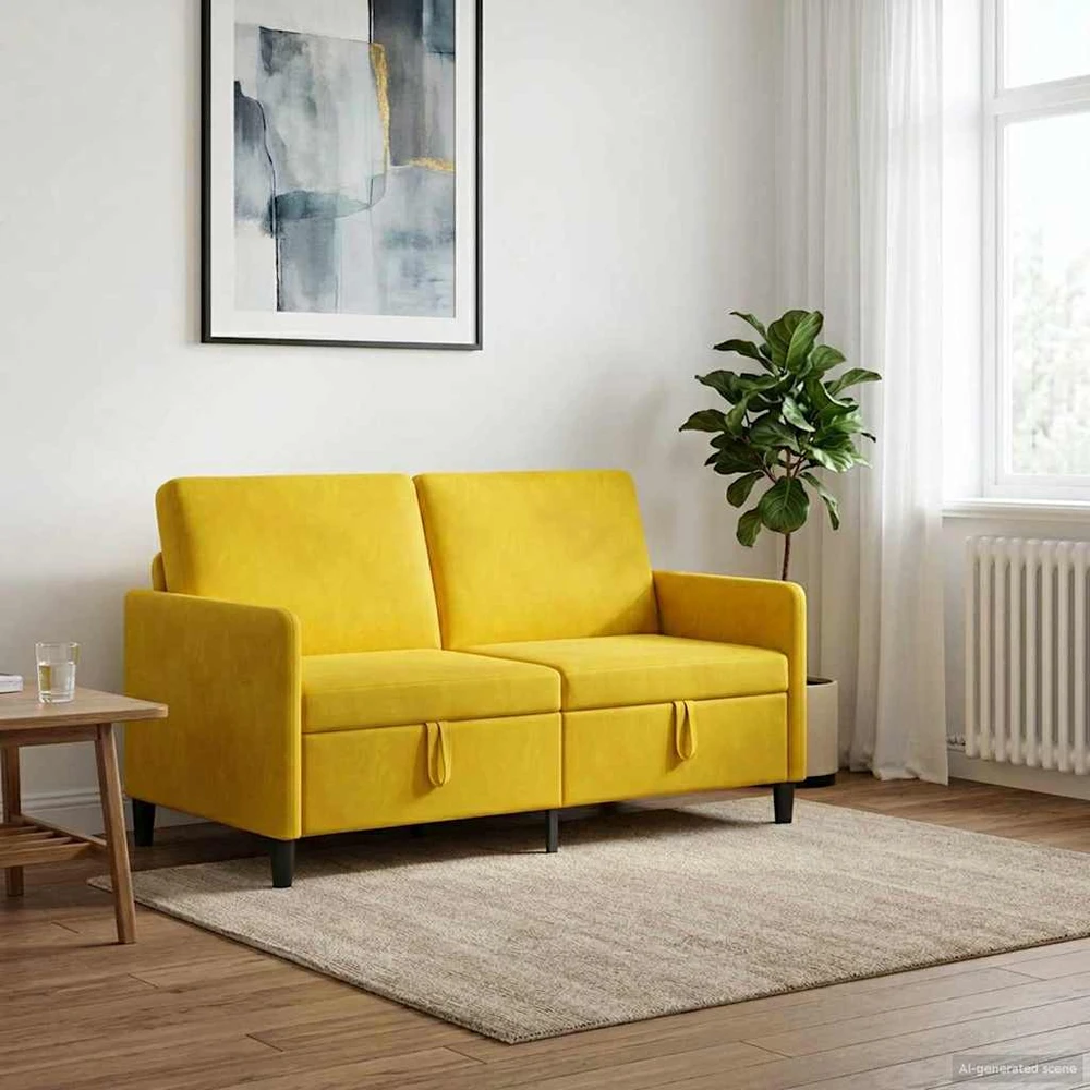 Sofa su saugojimo vieta Geltona 152 x 78 x 87 cm Poliesteris