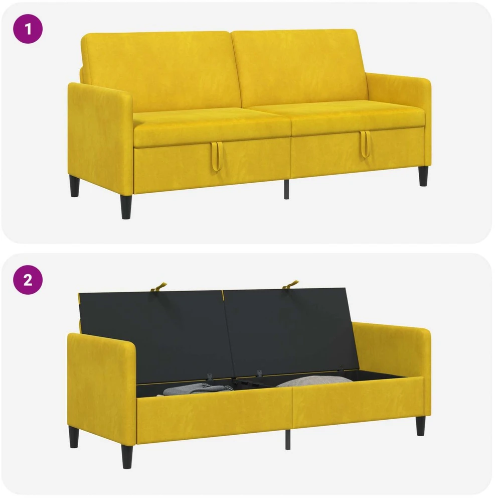 Sofa su saugojimo vieta Geltona 192 x 78 x 87 cm Poliesteris