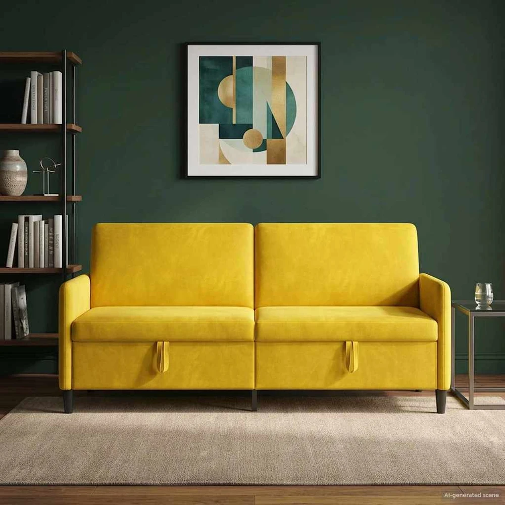 Sofa su saugojimo vieta Geltona 192 x 78 x 87 cm Poliesteris