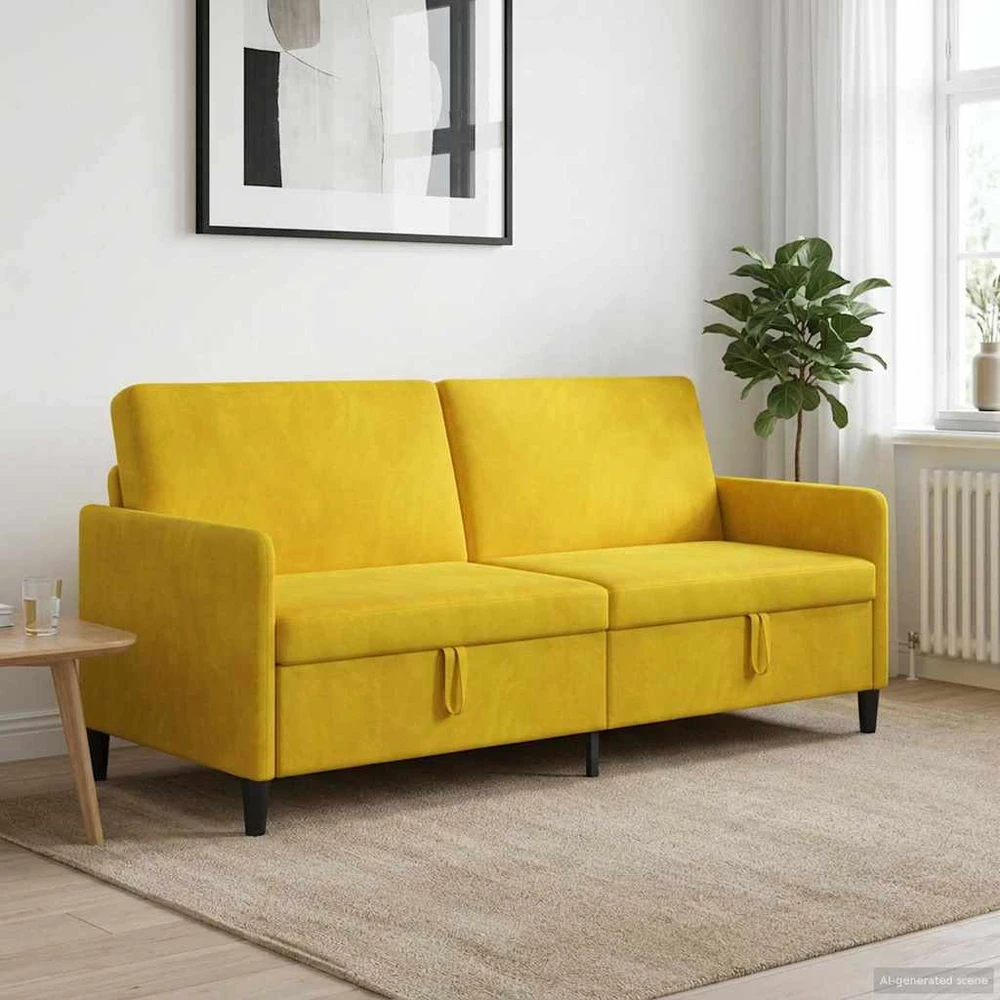 Sofa su saugojimo vieta 3 vietos Geltona 192 x 78 x 87 cm