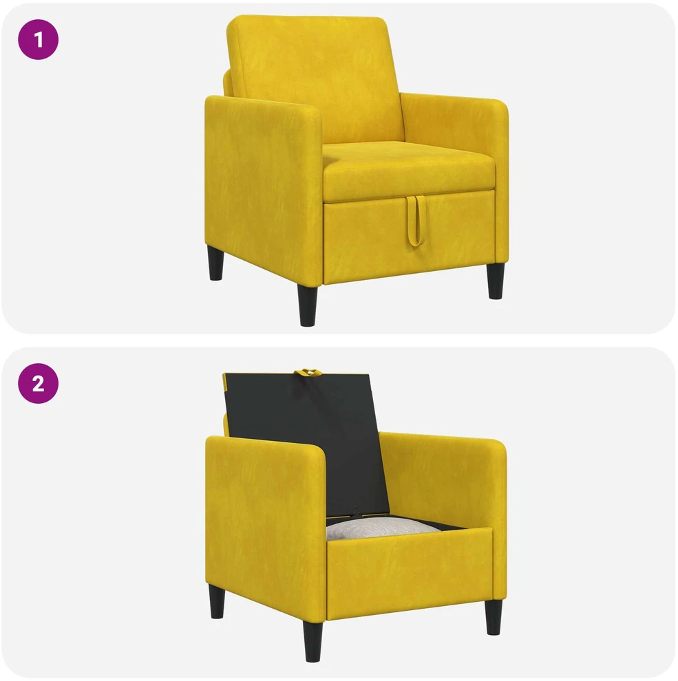 Sofa su saugojimo vieta Geltona 72 x 78 x 87 cm Poliesteris